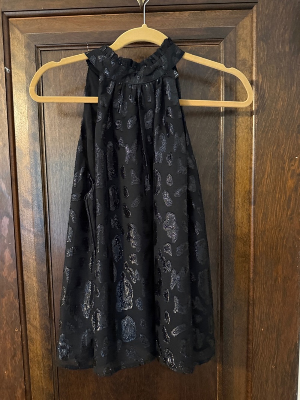Aqua Black Sparkle Halter Blouse
